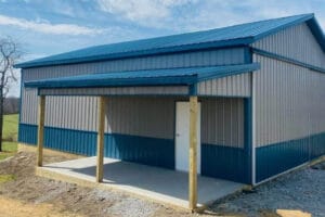 heritage-post-frame-garage-blue heritage-post-frame-garage-blue